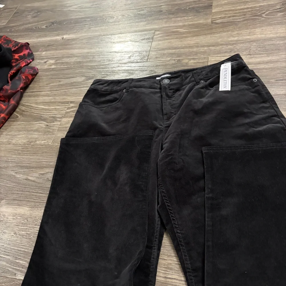 NWT Y2K Vintage Pendleton Velour Corduroy Bootcut Pants (Black) Size 14